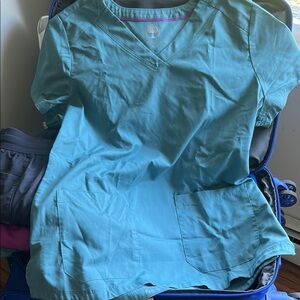 Teal V-Neck Women's Scrub Top